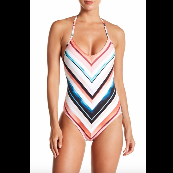 NEW‎ La Blanca Swimwear Meridian Stripe One-Piece Swimsuit SZ 4 - Picture 1 of 8